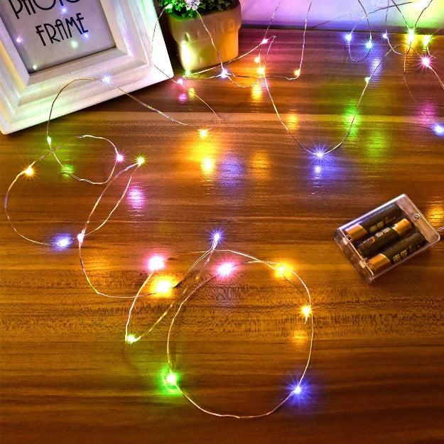 Copper Wire Fairy LED String Lights - 3AA Battery Operated - Multi LED