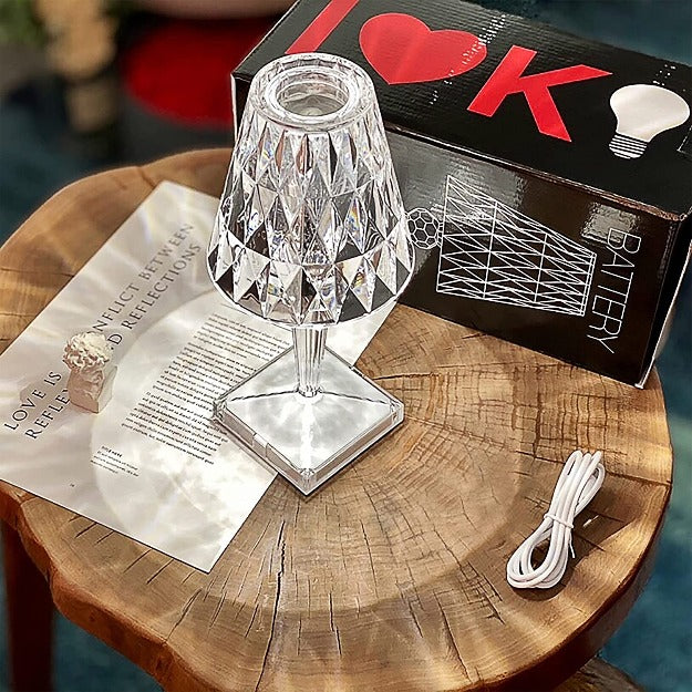 Diamond Reflection Portable LED Crystal Table Lamp | Chronos Lights