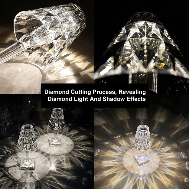 Diamond Reflection Portable LED Crystal Table Lamp | Chronos Lights