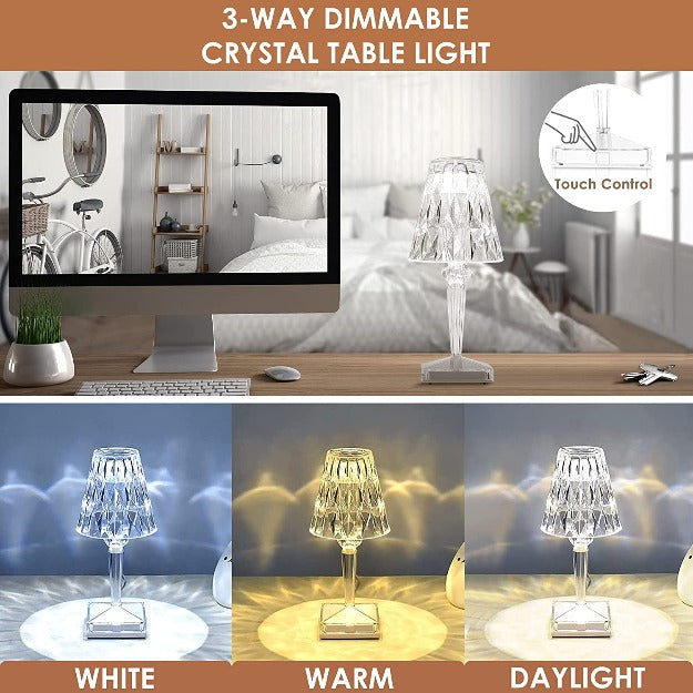 Diamond Reflection Portable LED Crystal Table Lamp | Chronos Lights