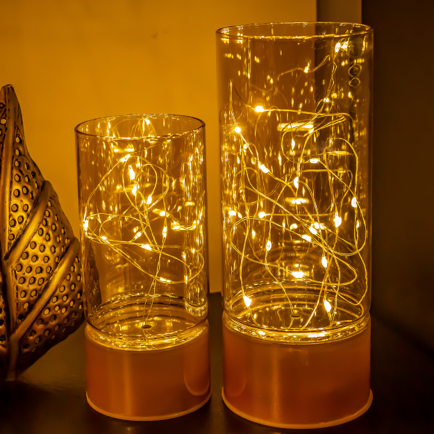 Glass Table Lamps with Fairy Lights | Open Top Glass