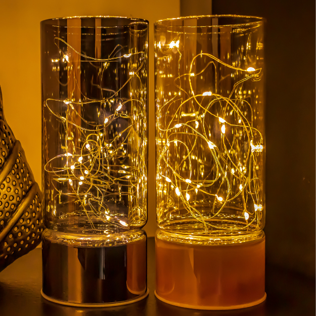 Glass Table Lamps with Fairy Lights | Open Top Glass