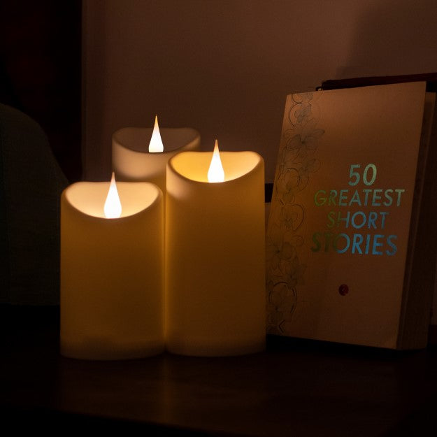 Flameless 3D LED pillar candle safe for home with no fire hazard