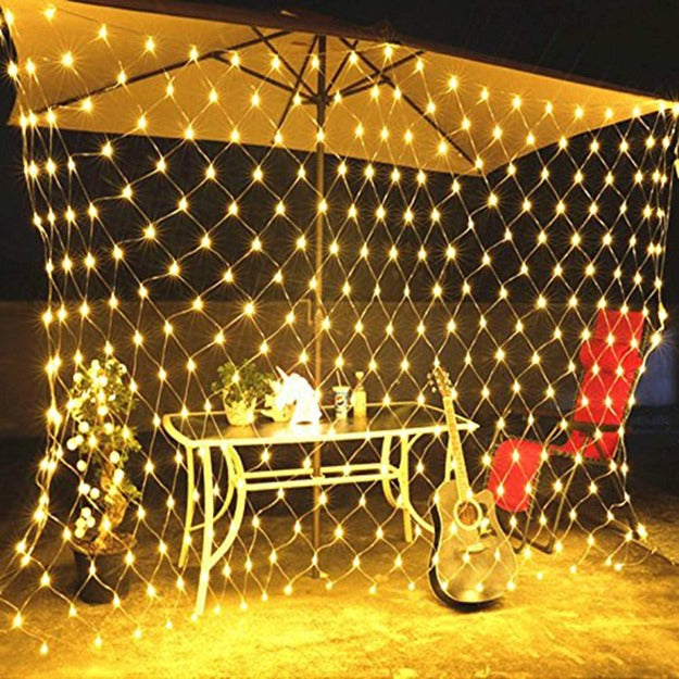 Mesh net LED string lights with remote control for Ganpati mandap and puja backdrop decoration