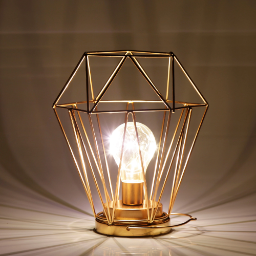 Geometric Metal Cage Lamp - Rose Gold - Chronos