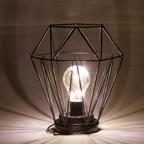Geometric Metal Cage Lamp - Matte Black - Chronos