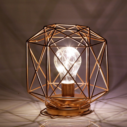 Geometric Metal Cage Lamp - Rose Gold - Chronos
