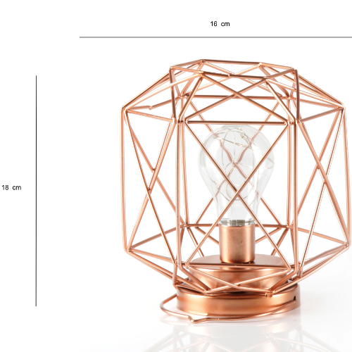 Geometric Metal Cage Lamp - Rose Gold - Chronos