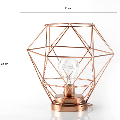 Geometric Metal Cage Lamp - Rose Gold - Chronos