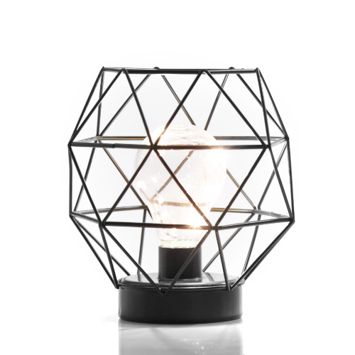 Geometric Metal Cage Lamp - Black - Chronos