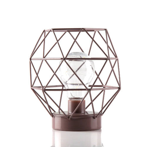 Geometric Metal Cage Lamp - Brown - Chronos