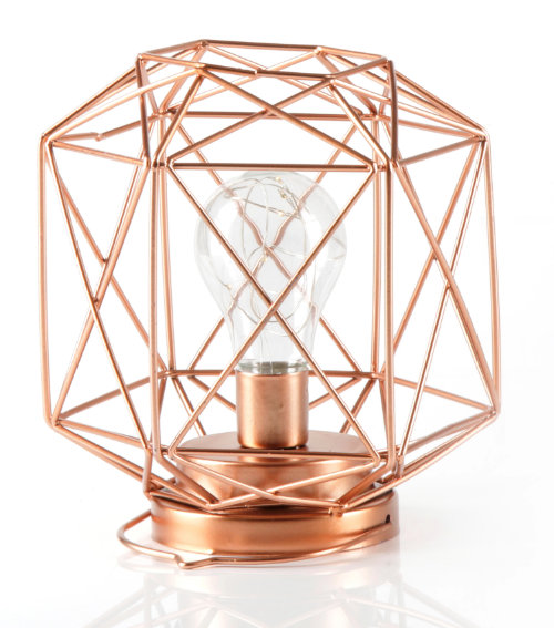 Geometric Metal Cage Lamp - Rose Gold - Chronos
