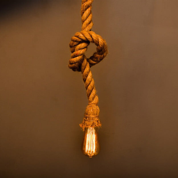 Jute Rope Bulb Hanging Pendant Light with E27 Bulb Holder Chronos Lights