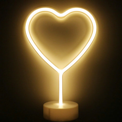 Neon Sign Table Lamp | Battery & USB Operated | Heart (Warm White) - Chronos