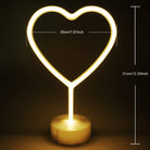 Neon Sign Table Lamp | Battery & USB Operated | Heart (Warm White) - Chronos