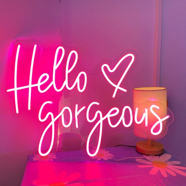 Hello Gorgeous Neon Sign Neon Signage  Chronos lights