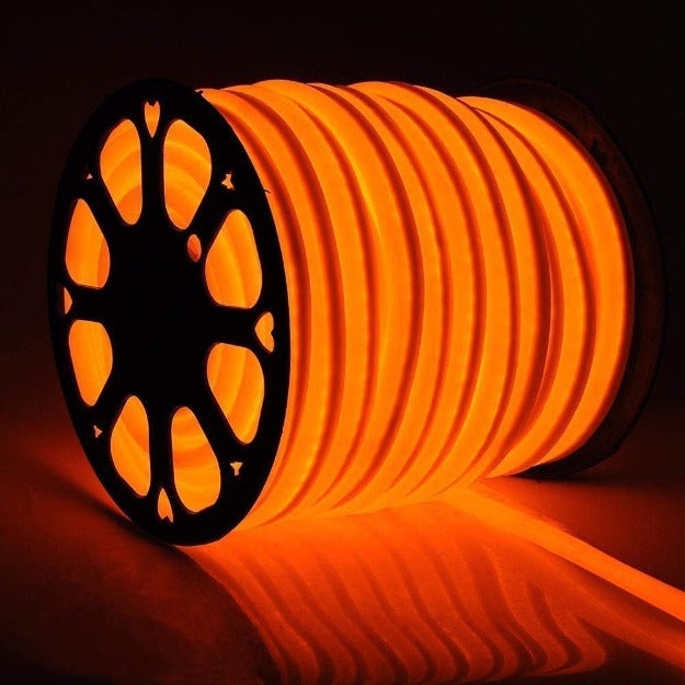 Flexible and waterproof orange neon flex LED strip, ideal for outdoor advertising and creative lighting projects