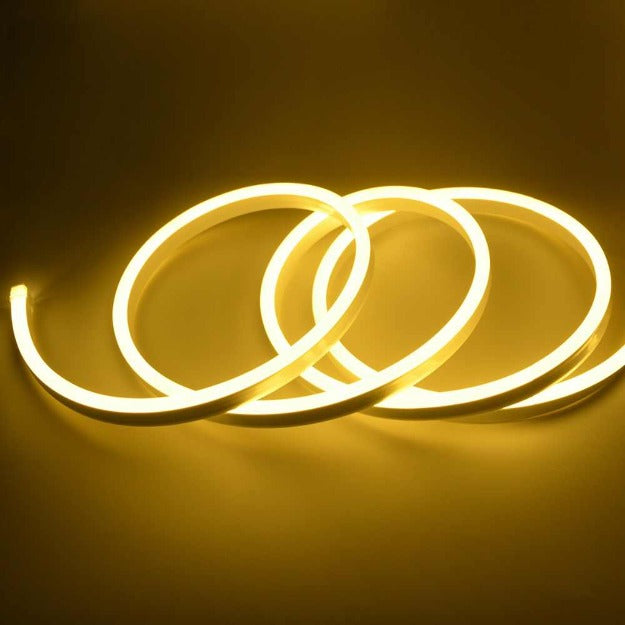 Perfect for outdoor signage and home decor, this warm white LED neon strip offers a soft, glowing effect