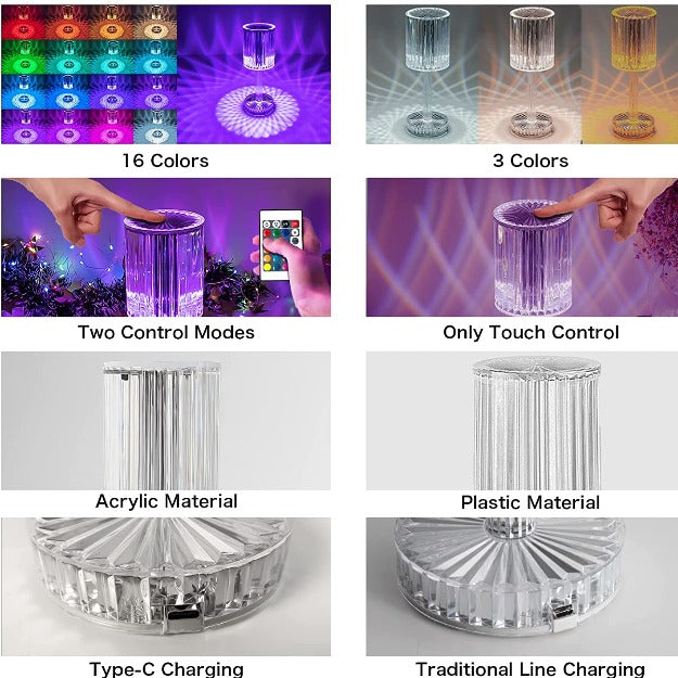 Linea Reflection Portable LED Crystal Table Lamp | Chronos Lights