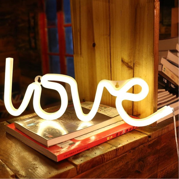 Neon Sign Lamp Wall Hanging | Battery & USB Operated | Love