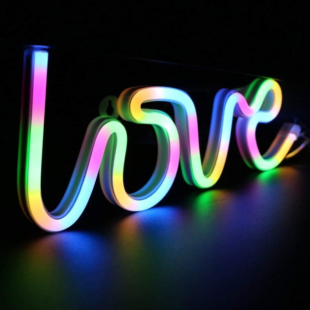 Neon Sign Lamp Wall Hanging | Battery & USB Operated | Love
