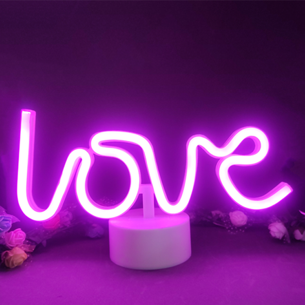 Neon Sign Table Lamp | Love Pink | Battery & USB Operated