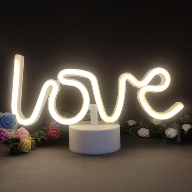 Neon Sign Table Lamp | Love Warm White | Battery & USB Operated