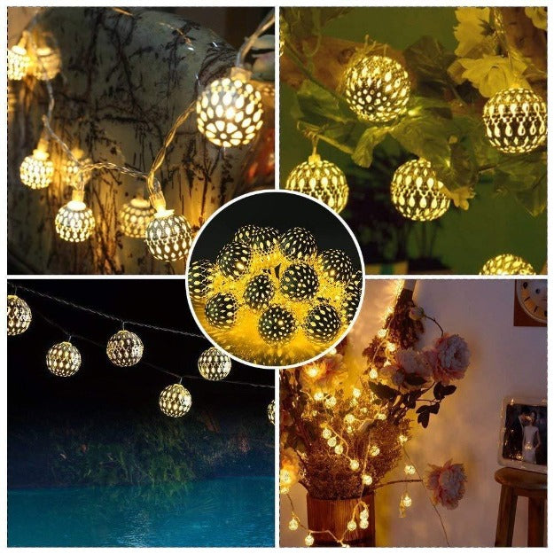 Metal Balls Decorative String Lights - Warm White | Chronos