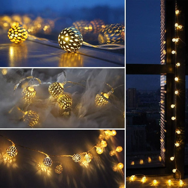 Metal Balls Decorative String Lights - Warm White | Chronos