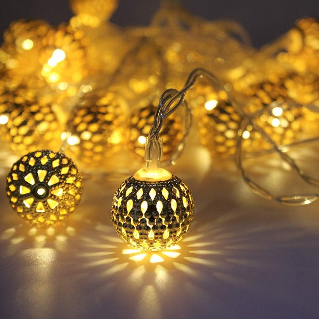 Metal Balls Decorative String Lights - Warm White | Chronos