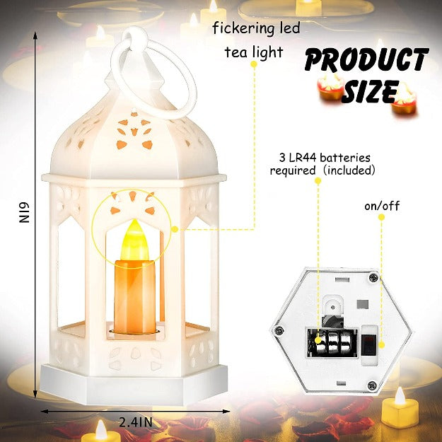 Mini Vintage Lantern with LED Pillar Candle | Pack of 6 | Battery Operated | Chronos Lights