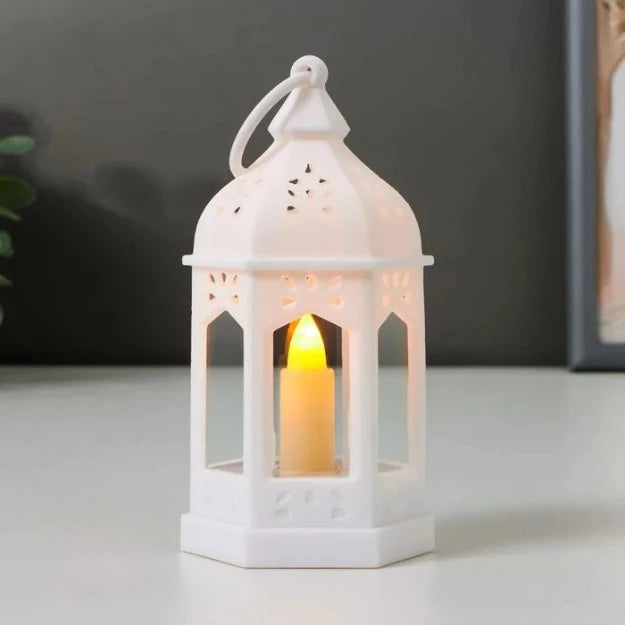 Mini Vintage Lantern with LED Pillar Candle | Pack of 6 | Battery Operated | Chronos Lights