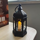 Mini Vintage Lantern with LED Pillar Candle | Pack of 6 | Battery Operated | Chronos Lights
