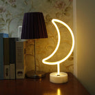 Neon Sign Table Lamp | Battery & USB Operated | Moon (Warm White) - Chronos