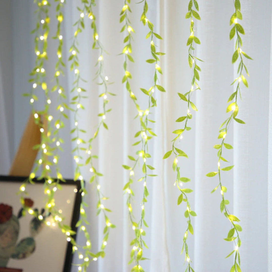 Multi-purpose leaves garland curtain lights for weddings, parties, and indoor decoration – Chronos Lights