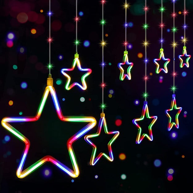 Neon Star Curtain Lights Outdoor Indoor - 180 LEDs | Multicolor | Chronos Lights
