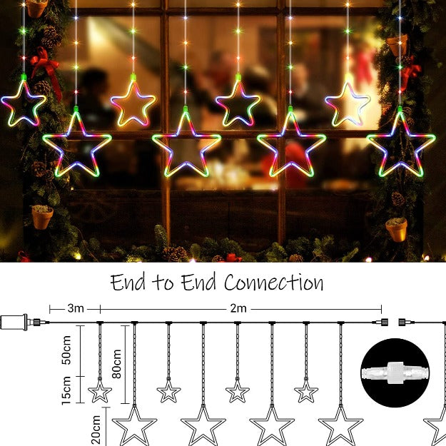 Neon Star Curtain Lights Outdoor Indoor - 180 LEDs | Multicolor | Chronos Lights