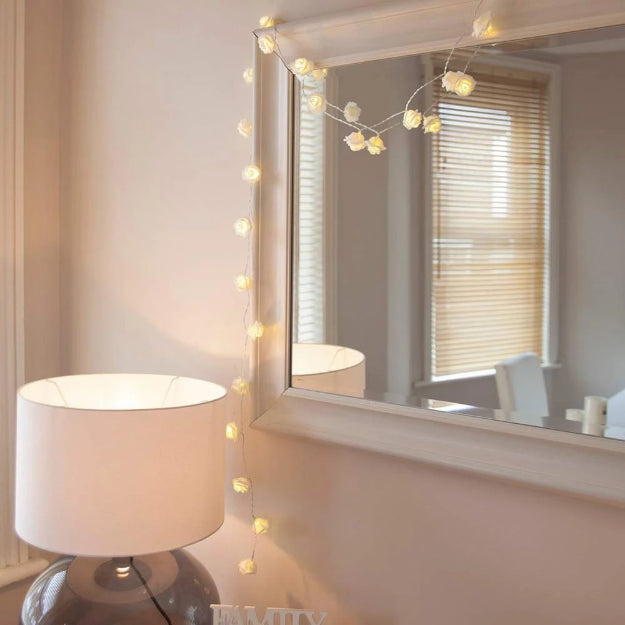 Rose String Lights - 3AA Battery + USB Operated | White - Chronos