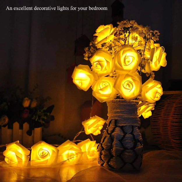 Rose String Lights - 3AA Battery + USB Operated | White - Chronos