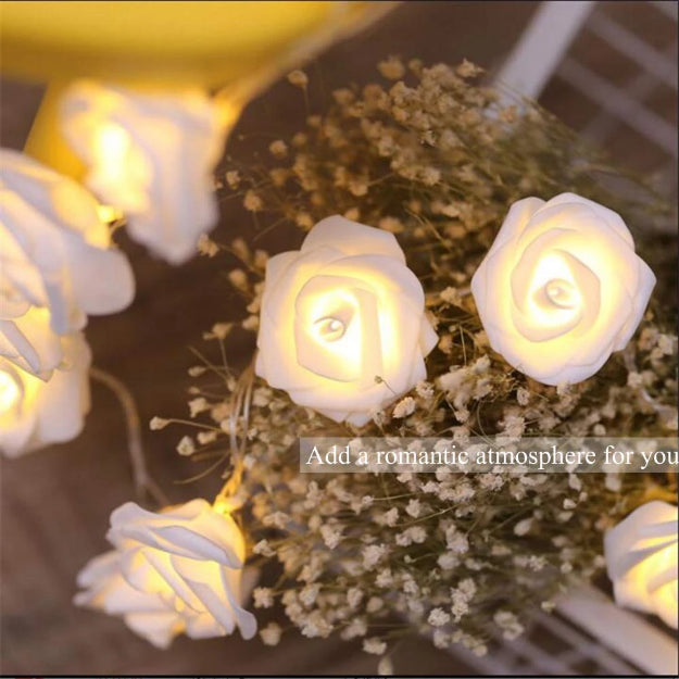 Rose String Lights - 3AA Battery + USB Operated | White - Chronos
