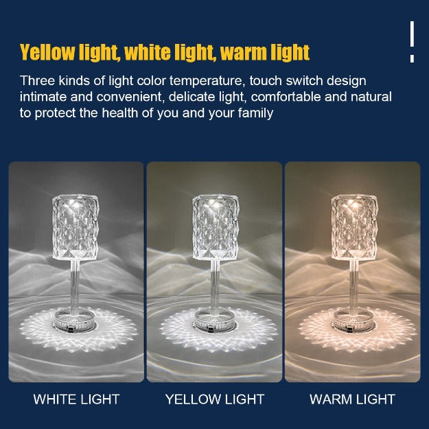 Rosette Reflection Portable LED Crystal Table Lamp | Chronos Lights