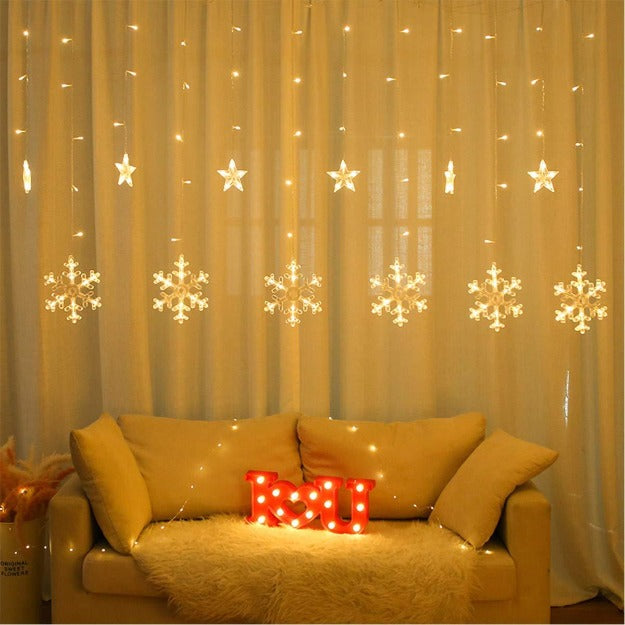 Snowflake Curtain Lights | Warm White LED Chronos