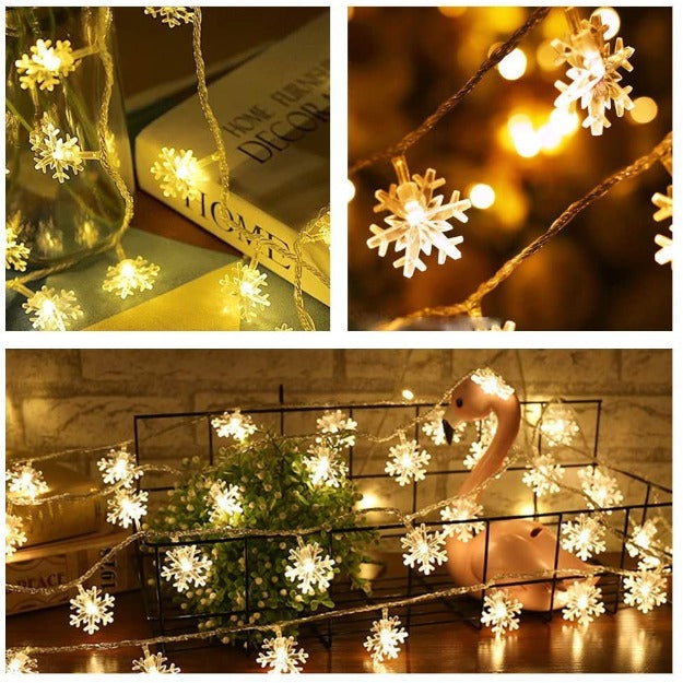 Snowflake String Lights - Warm White LED Chronos