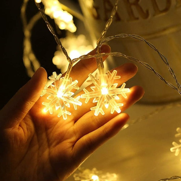 Snowflake String Lights - Warm White LED Chronos