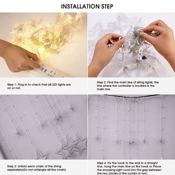 Star Curtain Lights | Multi LED | 138 LEDs