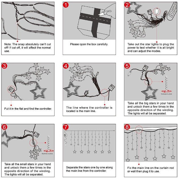 Star Curtain Lights | Multi LED | 138 LEDs