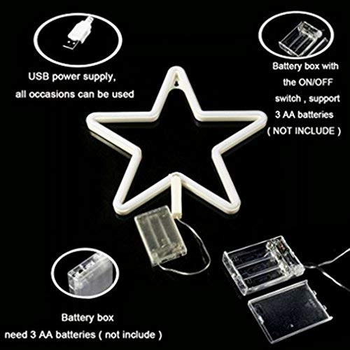 Neon Sign Lamp Wall Hanging | Battery & USB Operated | Star (Warm White) - Chronos