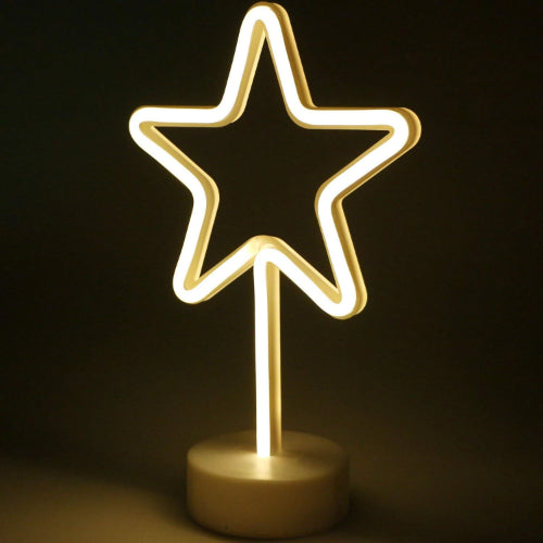 Neon Sign Table Lamp | Battery & USB Operated | Star (Warm White) - Chronos