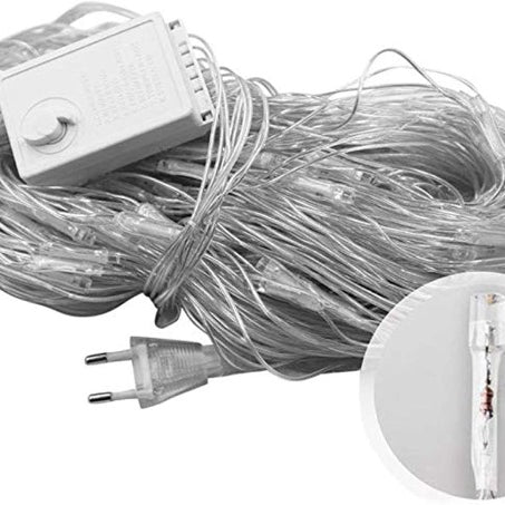 Cozy warm white LED mesh curtain lights for bedrooms, living rooms, and festive home decoration