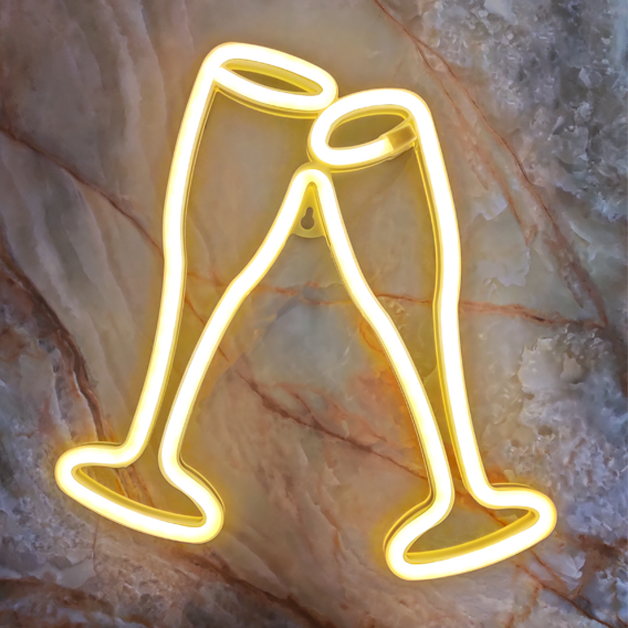 Neon Sign Light | Wine Glass - Battery & USB Operated